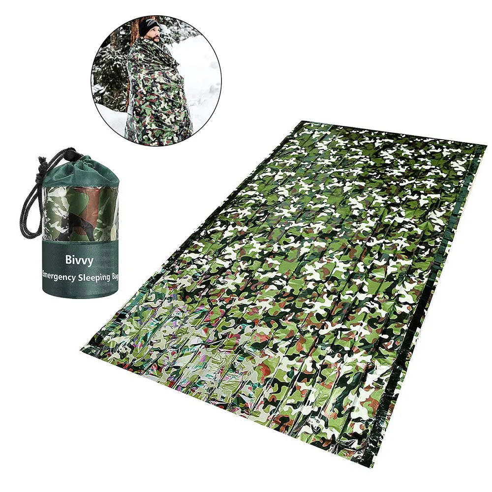 Outdoor Adventure Kit - PE 비상 침낭 위장 방수 휴대용