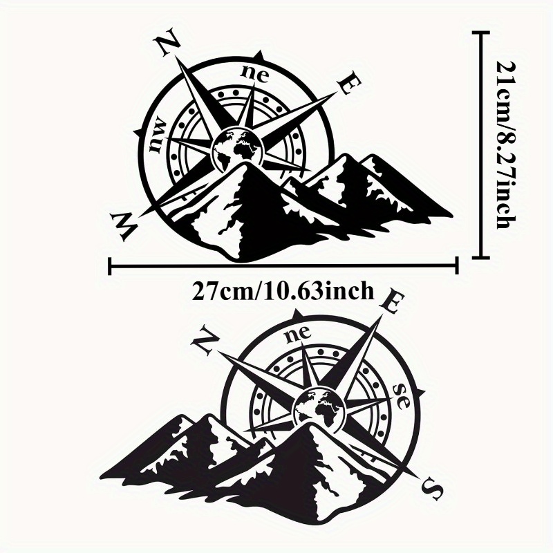 Outdoor Adventure Rv - 2개입 산악 나침반 비닐 스티커 NW
