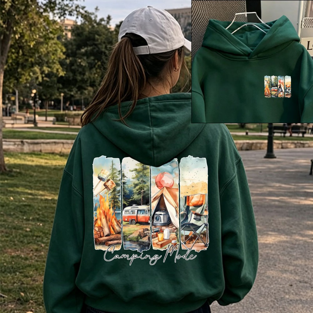 Outdoor Adventure Rv - 여성 캠핑 모드 수채화 캠프파이어 텐트