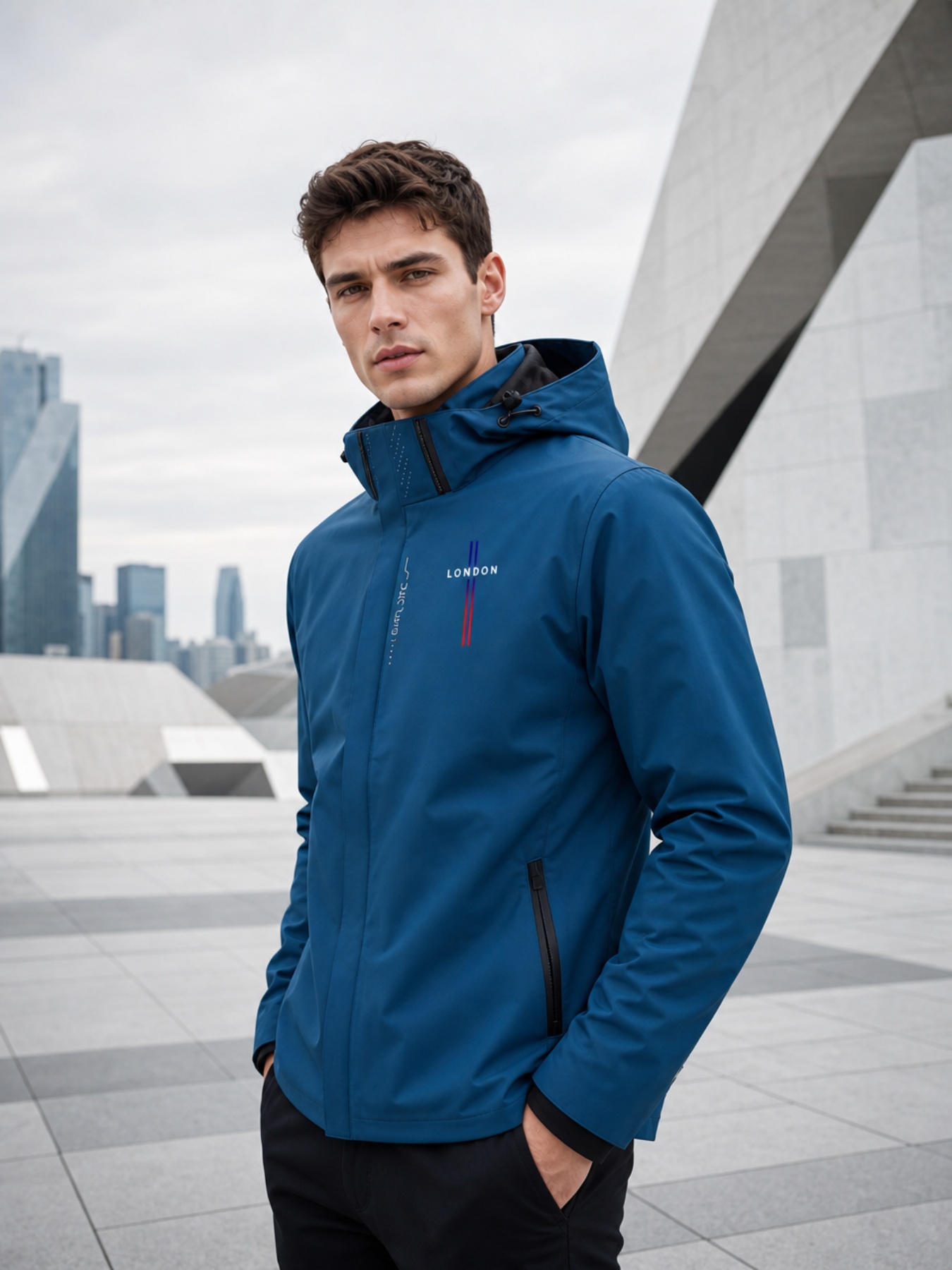 봄철 아웃도어 지퍼 재킷 - 런던 프린트 - 패셔너블  - Outdoor Adventure Outfit 리뷰 및 가격