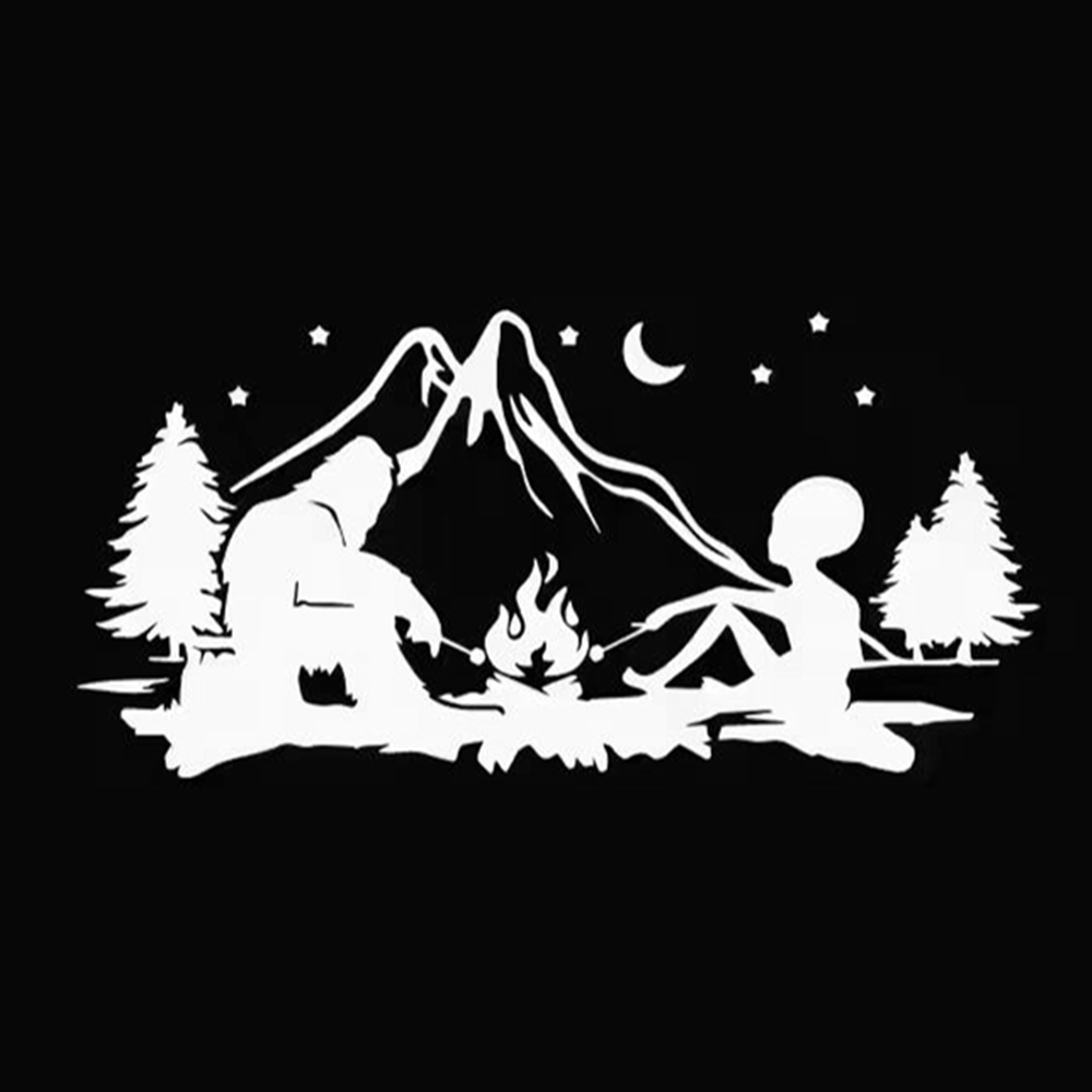 외계인과 빅풋 캠프파이어 비닐 데칼, RV 캠퍼 밴을  - Outdoor Adventure Rv 리뷰 및 가격