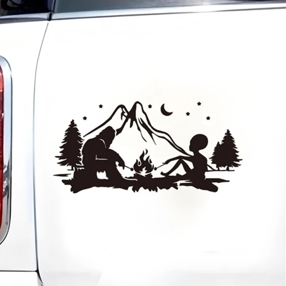외계인과 빅풋 캠프파이어 비닐 데칼, RV 캠퍼 밴을  - Outdoor Adventure Rv 리뷰 및 가격